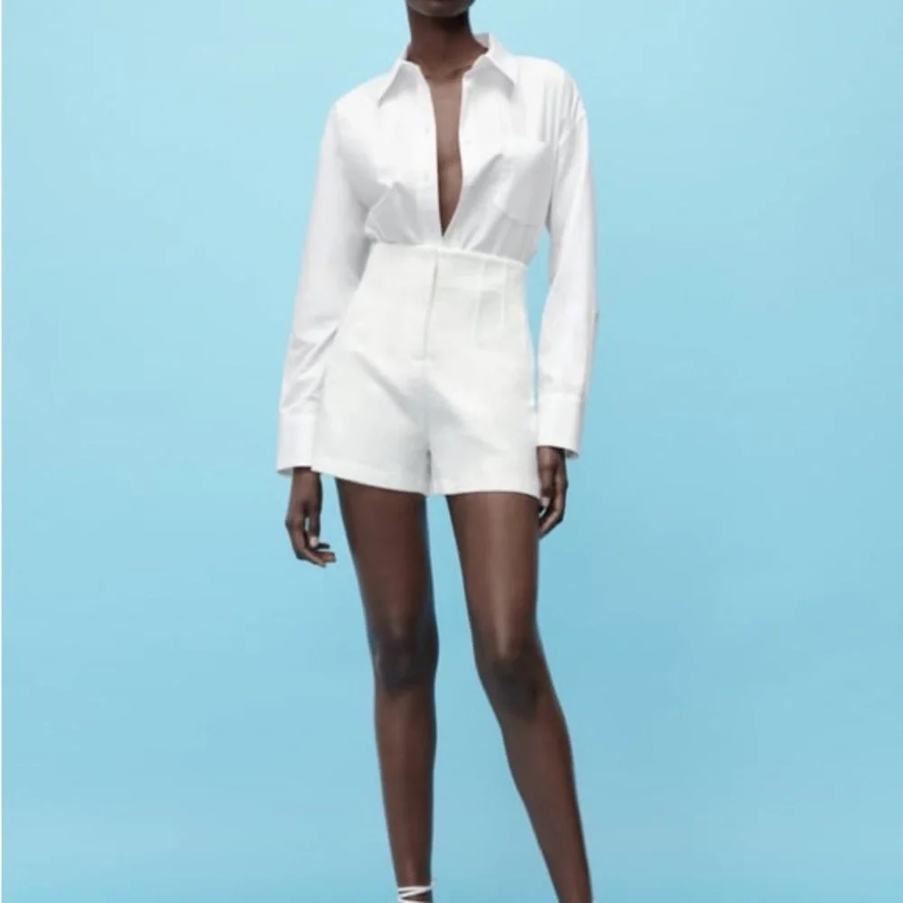 Zara white high waisted textured shorts NWT - Picture 1 of 4